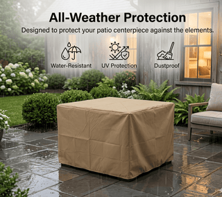 32-Inch 40,000 BTU Propane Fire Pit Table with Lightweight Concrete Finish, Lava Rocks & Cover