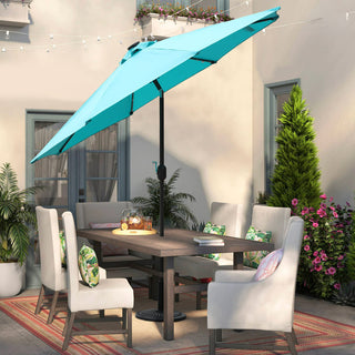9ft Solar LED Patio Umbrella – Outdoor Market Umbrella with 32 LED Lights, Tilt & Crank