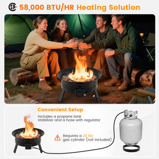 24.5 Inch Portable Propane Fire Pit with Carry Strap and Folding Legs