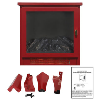 18-Inch Freestanding Electric Fireplace Stove Heater with 3D Flame Effect