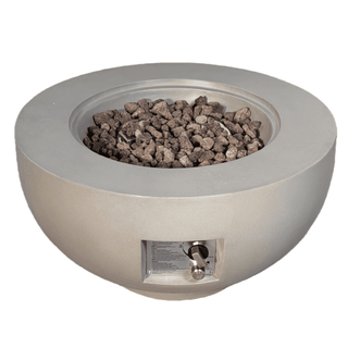 Outdoor Round Propane Fire Pit Table 28-inch,40,000 BTU Fire Pit Bowl,Light Concrete Propane Fire Pit with Free Lava Rocks,Rain Cover and Burner Lid,for Outside Patio,Garden,Deck,Light Gray