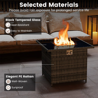 32.5 Inch Propane Fire Pit Table 50000 BTU with Tempered Glass Tabletop