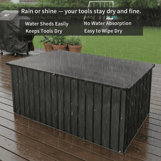 Large Outdoor Metal Storage Box, Heavy Duty Weatherproof Storage Chest for Garden, Patio, Backyard Tools & Equipment