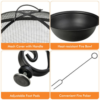 35.5 Feet Patio Fire Pit Dining Table With Cooking BBQ Grate