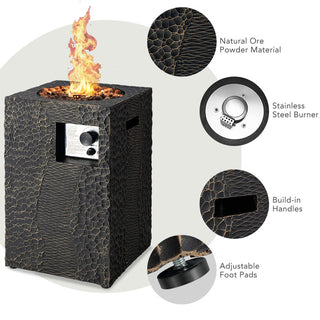 16 Inches Square Outdoor Propane Fire Pit with Lava Rocks Waterproof Cover 30,000 BTU
