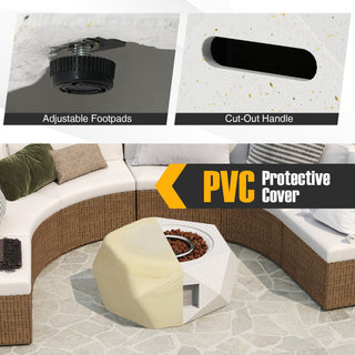 40000 BTU 28 Inch Hexagon Terrazzo Propane Fire Pit Table with Stainless Steel Burner