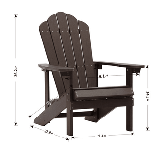 Brown Composite Adirondack Chair with Slat Seat for Patio, Lawn & Fire Pit