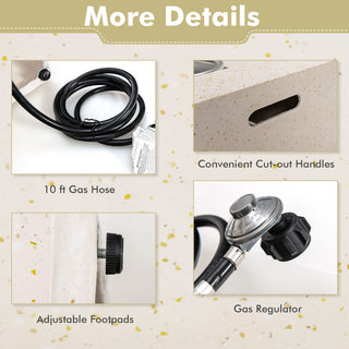 42 Inch 50,000 BTU Rectangle Terrazzo Fire Pit Table with PVC Cover