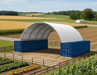 40ft x 40ft Double Frame Container Canopy – Heavy-Duty Tarpaulin Warehouse Shelter (Containers Not Included)