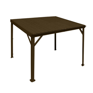 Wall Mounted Gazebos Pergola with Built in Drainage System, Galvanized Steel Roof