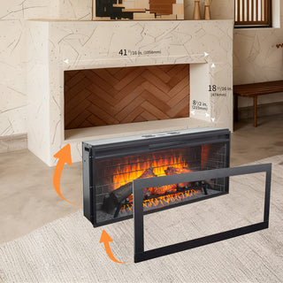 42-Inch Infrared Electric Fireplace with Removable Mantel & Insert – Touch Panel Electric Fireplace Heater for Home Decor
