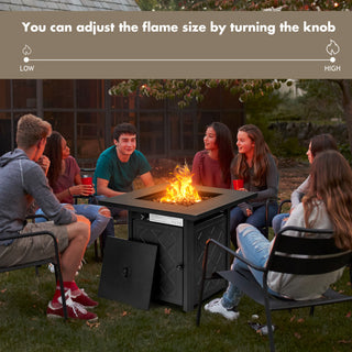 28 Inch Propane 50,000 BTU Patio Square Gas Fireplace with Lava Rock