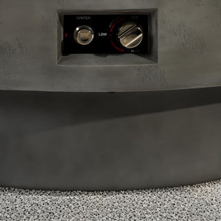 34-inch round propane fire pit Table, 50,000BTU outdoor firepit table for Outside Patio w/Round Burner Lid, Glass Rocks, Cover