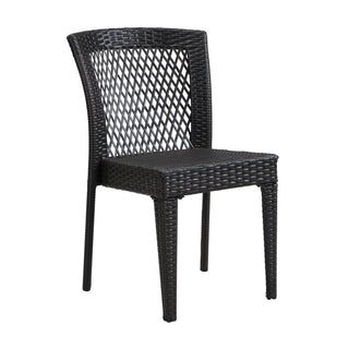 Outdoor Dining Chairs Set of 2, Stackable Chairs with UV-Resistant PE Rattan and Steel Frame,, Supports 400lbs