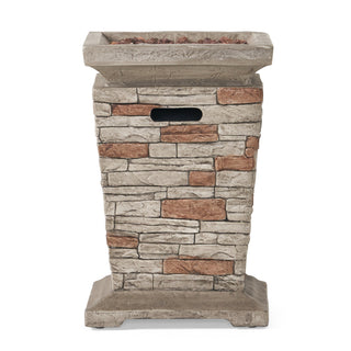 Outdoor 19.50" MGO Fire Column - 40,000 BTU, Natural Stone (Tank Inside)