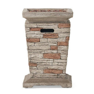 Outdoor 19.50" MGO Fire Column - 40,000 BTU, Natural Stone (Tank Inside)