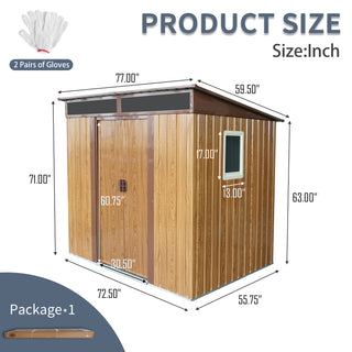 6X5 FT Steel Outdoor Storage Shed with Window and Clear Roof Panel, Rustproof Equipment Shed for Garden & Patio