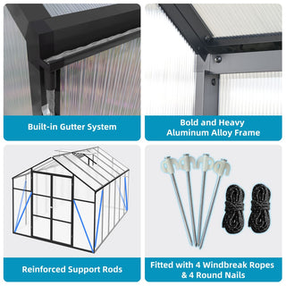 New-Design Walk-In Polycarbonate Greenhouse with Heavy-Duty Aluminum Frame – All-Season Garden & Backyard Greenhouse