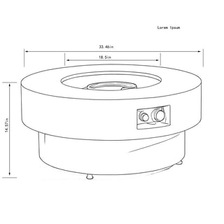 34-inch round propane fire pit Table, 50,000BTU outdoor firepit table for Outside Patio w/Round Burner Lid, Glass Rocks, Cover