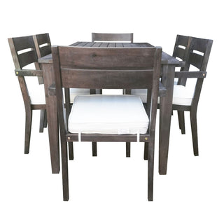 7-Piece Acacia Wood Patio Dining Set with Cushions – Large Table & 6 Chairs for Outdoor Living