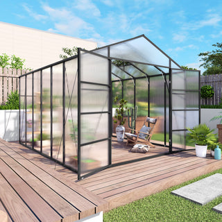 New-Design Walk-In Polycarbonate Greenhouse with Heavy-Duty Aluminum Frame – All-Season Garden & Backyard Greenhouse