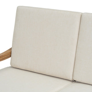 2-Piece Outdoor Acacia Wood Sofa Seating Group with Cushions – Natural & Beige