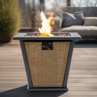 28" Propane Gas Fire Pit Table, 50000 BTU Square Steel Fire Pit for Outside Patio Deck Garden Courtyard