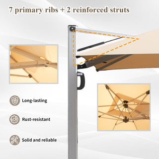 Aluminum Cantilever Patio Umbrella with Tilt Function – Outdoor Offset Market Umbrella for Backyard, Deck & Pool (Base Not Included)