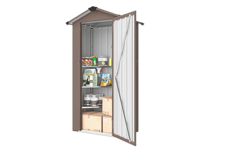 Small Metal Garden Storage Shed, Waterproof Galvanized Steel Tool Shed with Lockable Door
