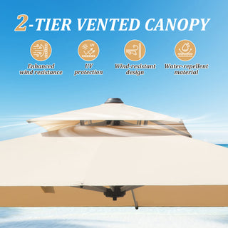 Aluminum Cantilever Patio Umbrella with Tilt Function – Outdoor Offset Market Umbrella for Backyard, Deck & Pool (Base Not Included)