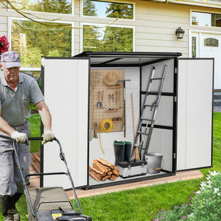 5x3 FT Outdoor Storage Shed Waterproof Resin Cabinet with Lockable Doors for Bikes and Patio Furniture