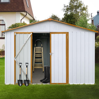 Mondawe 12ft x 10ft Metal Garden Storage Shed, Outdoor Tool Storage House with Double Doors and Air Vents
