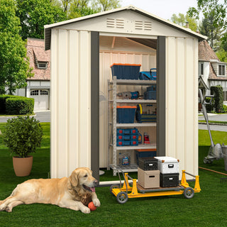 5x3 FT White Outdoor Garden Storage Shed with Apex Roof, Compact Metal Tool Shed for Backyard, Patio & Lawn Storage