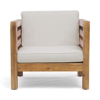 Acacia Wood Sofa And Lounge Chair, With A Modular Design And Removable Cushions.