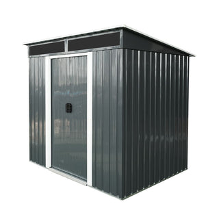 Outdoor Metal Storage Shed 6X5 FT with Window & Skylight Panel, Waterproof Tool Storage for Lawn & Patio