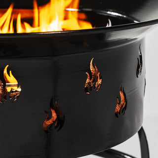 19" Propane Gas Fire Pit, 50000 BTU Round Steel Fire Pit for Outside Patio Deck Garden Backyard-Black