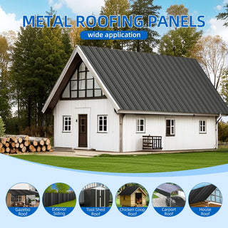 42.5" Galvanized Metal Roof Panels (20-Pack), Heavy-Duty Waterproof Steel Roofing Sheets for Sheds, Garages, Patio & Outdoor Structures – Gray