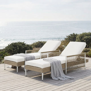 Outdoor PE Rattan Chaise Lounge, All-Weather Wicker Patio Lounge Chair with 6-Position Adjustable Backrest, Modern Sun Lounger for Poolside