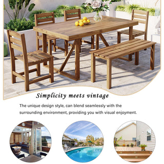 High-Quality Acacia Wood Patio Dining Set, Weather Resistant Outdoor Table & Chair Furniture for Backyard, Balcony & Garden
