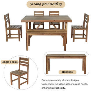 High-Quality Acacia Wood Patio Dining Set, Weather Resistant Outdoor Table & Chair Furniture for Backyard, Balcony & Garden