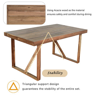 High-Quality Acacia Wood Patio Dining Set, Weather Resistant Outdoor Table & Chair Furniture for Backyard, Balcony & Garden