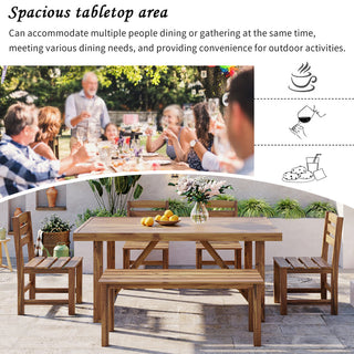 High-Quality Acacia Wood Patio Dining Set, Weather Resistant Outdoor Table & Chair Furniture for Backyard, Balcony & Garden