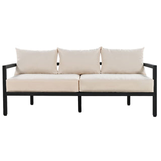 Outdoor Steel Conversation Sofa Set with Coffee Table – Waterproof Patio Furniture with UV-Resistant Cushions