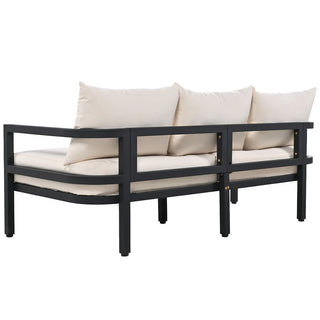 Outdoor Steel Conversation Sofa Set with Coffee Table – Waterproof Patio Furniture with UV-Resistant Cushions