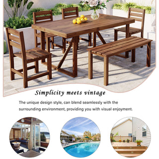 High-Quality Acacia Wood Patio Dining Set, Weather Resistant Outdoor Table & Chair Furniture for Backyard, Balcony & Garden