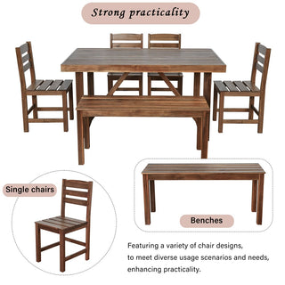 High-Quality Acacia Wood Patio Dining Set, Weather Resistant Outdoor Table & Chair Furniture for Backyard, Balcony & Garden