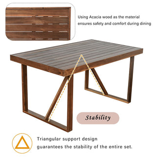 High-Quality Acacia Wood Patio Dining Set, Weather Resistant Outdoor Table & Chair Furniture for Backyard, Balcony & Garden