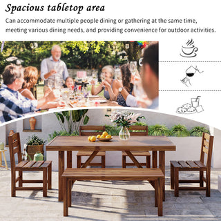 High-Quality Acacia Wood Patio Dining Set, Weather Resistant Outdoor Table & Chair Furniture for Backyard, Balcony & Garden