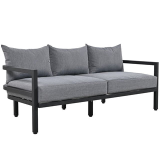 Outdoor Steel Conversation Sofa Set with Coffee Table – Waterproof Patio Furniture with UV-Resistant Cushions