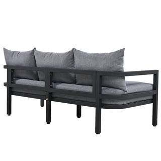 Outdoor Steel Conversation Sofa Set with Coffee Table – Waterproof Patio Furniture with UV-Resistant Cushions